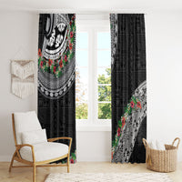 Fiji Hibiscus Window Curtain Tapa Masi Motifs with Tropical Plants LT03 - Polynesian Pride