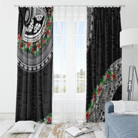 Fiji Hibiscus Window Curtain Tapa Masi Motifs with Tropical Plants LT03 - Polynesian Pride