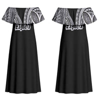 Samoa Traditional Tattoo Couples Matching Off Shoulder Maxi Dress and Hawaiian Shirt Tribal Tatau Pattern LT03 - Polynesian Pride