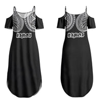 Samoa Traditional Tattoo Couples Matching Summer Maxi Dress and Hawaiian Shirt Tribal Tatau Pattern LT03 - Polynesian Pride
