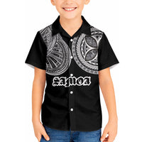 Samoa Traditional Tattoo Kid Hawaiian Shirt Tribal Tatau Pattern LT03 Kid Black - Polynesian Pride