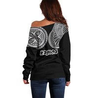Samoa Traditional Tattoo Off Shoulder Sweater Tribal Tatau Pattern LT03 - Polynesian Pride