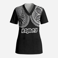 Samoa Traditional Tattoo Scrub Top Tribal Tatau Pattern LT03 Adult Black - Polynesian Pride