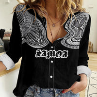 Samoa Traditional Tattoo Women Casual Shirt Tribal Tatau Pattern LT03 Female Black - Polynesian Pride