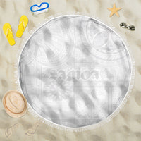 Samoa Lotu Tamaiti Beach Blanket Tribal Tatau with Siapo Pattern LT03 One Size 150cm White - Polynesian Pride