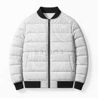 Samoa Lotu Tamaiti Bomber Puffer Jacket Tribal Tatau with Siapo Pattern LT03 Unisex White - Polynesian Pride