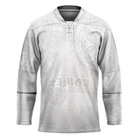 Samoa Lotu Tamaiti Hockey Jersey Tribal Tatau with Siapo Pattern LT03 Unisex White - Polynesian Pride