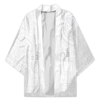 Samoa Lotu Tamaiti Kimono Tribal Tatau with Siapo Pattern LT03 Unisex White - Polynesian Pride