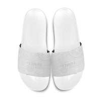 Samoa Lotu Tamaiti Slide Sandals Tribal Tatau with Siapo Pattern LT03 White - Polynesian Pride
