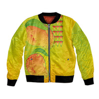 Hawaiian Mango Bomber Jacket Polynesian Art Pattern and Kakau Tattoo LT03 Unisex Yellow - Polynesian Pride