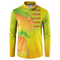 Hawaiian Mango Button Sweatshirt Polynesian Art Pattern and Kakau Tattoo LT03 Yellow - Polynesian Pride