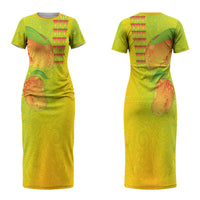 Hawaiian Mango Couples Matching Short Sleeve Bodycon Dress and Long Sleeve Button Shirt Polynesian Art Pattern and Kakau Tattoo LT03 - Polynesian Pride