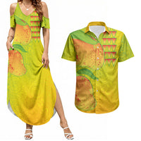 Hawaiian Mango Couples Matching Summer Maxi Dress and Hawaiian Shirt Polynesian Art Pattern and Kakau Tattoo LT03 Yellow - Polynesian Pride