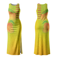 Hawaiian Mango Family Matching Tank Maxi Dress and Hawaiian Shirt Polynesian Art Pattern and Kakau Tattoo LT03 Mom's Dress Yellow - Polynesian Pride