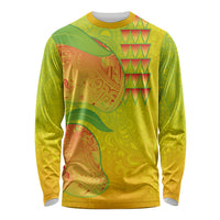 Hawaiian Mango Long Sleeve Shirt Polynesian Art Pattern and Kakau Tattoo LT03 Unisex Yellow - Polynesian Pride