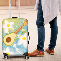 Hawaiian Ukulele Avocado Luggage Cover Leis and Polynesian Pattern