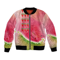 Hawaiian Watermelon Bomber Jacket with Kakau Art Tattoo LT03 Unisex Multicolor - Polynesian Pride