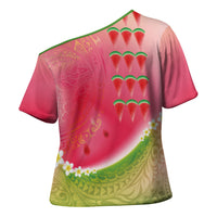 Hawaiian Watermelon Cross Shoulder Shirt with Kakau Art Tattoo LT03 - Polynesian Pride