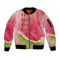 Hawaiian Watermelon Sleeve Zip Bomber Jacket with Kakau Art Tattoo LT03 Unisex Multicolor - Polynesian Pride