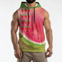 Hawaiian Watermelon Sleeveless Hoodie with Kakau Art Tattoo LT03 - Polynesian Pride