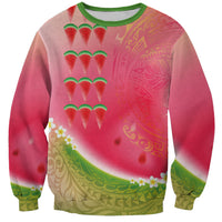 Hawaiian Watermelon Sweatshirt with Kakau Art Tattoo LT03 Unisex Multicolor - Polynesian Pride