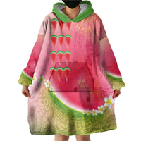 Hawaiian Watermelon Wearable Blanket Hoodie with Kakau Art Tattoo LT03 - Polynesian Pride