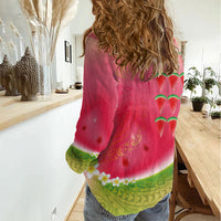 Hawaiian Watermelon Women Casual Shirt with Kakau Art Tattoo LT03 - Polynesian Pride