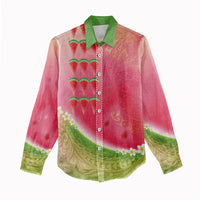 Hawaiian Watermelon Women Casual Shirt with Kakau Art Tattoo LT03 - Polynesian Pride