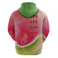 Hawaiian Watermelon Zip Hoodie with Kakau Art Tattoo LT03 - Polynesian Pride