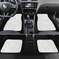 Tonga Faka Sepitema Car Mats Ngatu Pattern with Plumeria and Hibiscus LT03 Set 4pcs White - Polynesian Pride