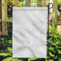 Tonga Faka Sepitema Garden Flag Ngatu Pattern with Plumeria and Hibiscus LT03 Garden Flag White - Polynesian Pride