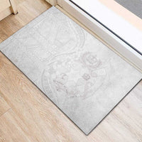 Tonga Faka Sepitema Rubber Doormat Ngatu Pattern with Plumeria and Hibiscus