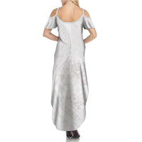 Tonga Faka Sepitema Summer Maxi Dress Ngatu Pattern with Plumeria and Hibiscus LT03 - Polynesian Pride