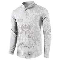 Tonga Faka Sepitema Button Sweatshirt Ngatu and Floral Pattern with Blooming Hibiscus