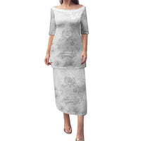 Tonga Faka Sepitema Puletasi Ngatu and Floral Pattern with Blooming Hibiscus LT03 Long Dress White - Polynesian Pride
