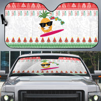 Hawaiian Mele Kalikimaka Auto Sun Shade Funny Pineapple Surfing with Map Christmas Stripe Elements LT03 Multicolor - Polynesian Pride