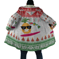 Hawaiian Mele Kalikimaka Cloak Funny Pineapple Surfing with Map Christmas Stripe Elements LT03 - Polynesian Pride