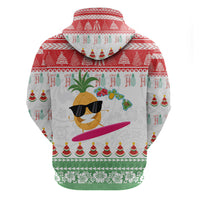 Hawaiian Mele Kalikimaka Hoodie Funny Pineapple Surfing with Map Christmas Stripe Elements LT03 - Polynesian Pride