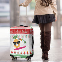 Hawaiian Mele Kalikimaka Luggage Cover Funny Pineapple Surfing with Map Christmas Stripe Elements LT03 - Polynesian Pride