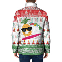 Hawaiian Mele Kalikimaka Padded Jacket Funny Pineapple Surfing with Map Christmas Stripe Elements LT03 - Polynesian Pride