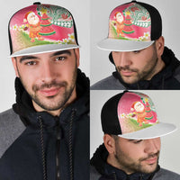 Hawaiian Watermelon Mele Kalikimaka Mesh Trucker Cap Tropical Tribal Pattern with Funny Santa Claus LT03 - Polynesian Pride