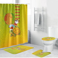 Hawaiian Mango Mele Kalikimaka Bathroom Set Santa Claus Surfing with Turtle Mango Christmas LT03 Bathroom Set (4 pcs) Multicolor - Polynesian Pride