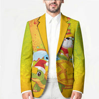 Hawaiian Mango Mele Kalikimaka Blazer Santa Claus Surfing with Turtle Mango Christmas LT03 - Polynesian Pride