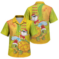 Hawaiian Mango Mele Kalikimaka Family Matching Puletasi and Hawaiian Shirt Santa Claus Surfing with Turtle Mango Christmas LT03 Son's Shirt Multicolor - Polynesian Pride