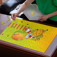 Hawaiian Mango Mele Kalikimaka Puzzle Santa Claus Surfing with Turtle Mango Christmas LT03 - Polynesian Pride