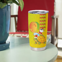 Hawaiian Mango Mele Kalikimaka Tumbler Cup Santa Claus Surfing with Turtle Mango Christmas LT03 - Polynesian Pride
