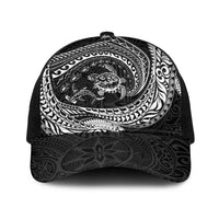 Hawaiian Turtle and Shark Baseball Net Cap Kakau Tribal with Polynesian Pattern Black Color LT03 One Size Black Black - Polynesian Pride