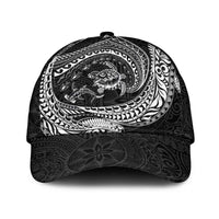 Hawaiian Turtle and Shark Classic Cap Kakau Tribal with Polynesian Pattern Black Color LT03 Universal Fit Black - Polynesian Pride