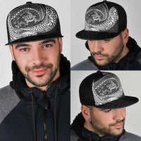 Hawaiian Turtle and Shark Mesh Trucker Cap Kakau Tribal with Polynesian Pattern Black Color LT03 - Polynesian Pride