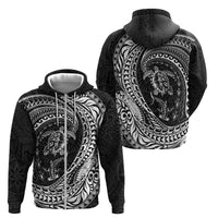 Hawaiian Turtle and Shark Zip Hoodie Kakau Tribal with Polynesian Pattern Black Color LT03 - Polynesian Pride